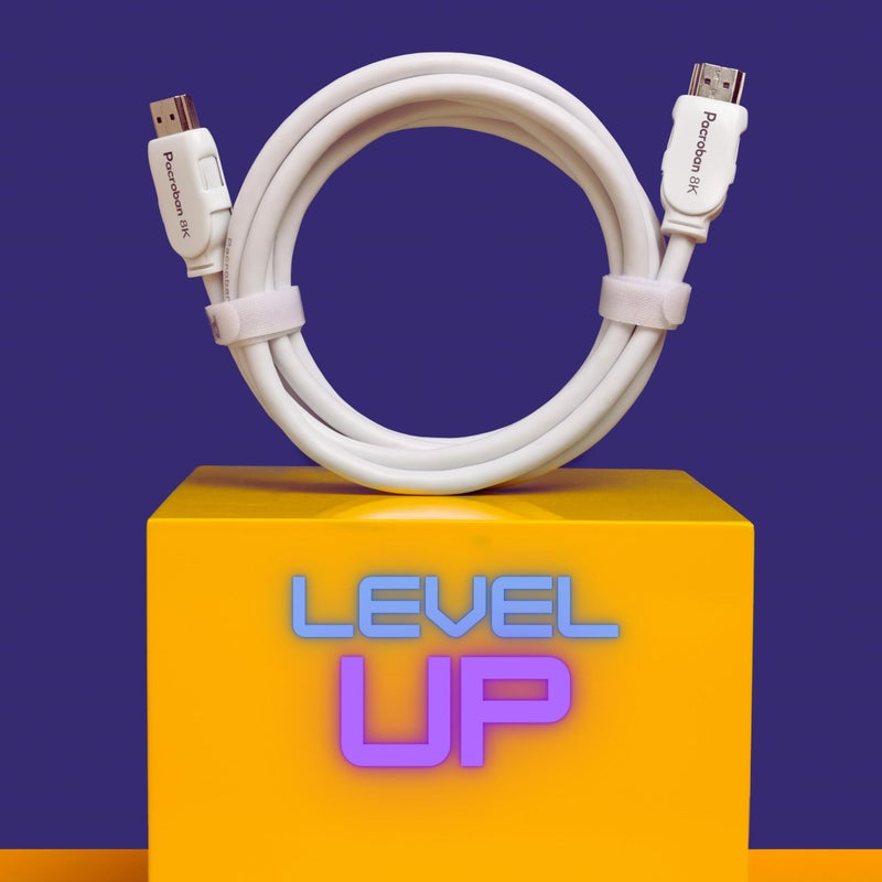 Pacroban 8K HDMI Cable (20ft) White,8K 60, 4K 120, and up to 10K Resolution, eARC,QFT, QMS, VRR,48Gbps Bandwidth, Dynamic HDR, HDCP 2.2 & 2.3, DTS:X, Dolby Atmos, Dynamic HDR, CL3 in-Wall Safe - Image 2